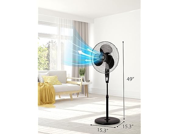 BLACK+DECKER Stand Fan 16in Black