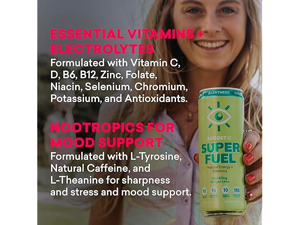 12PK EBOOST SUPER FUEL Healthy Energy Drink -Strawberry