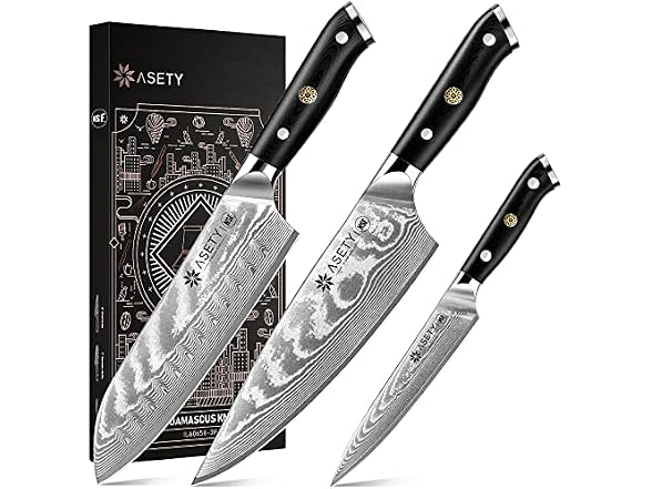 ASETY Damascus Knife Set 3 PCS
