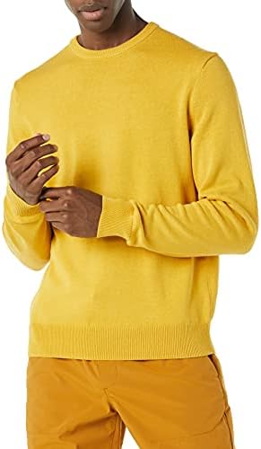 Amazon Essentials Men's Long-Sleeve Crewneck Sweater, 100% Cotton, Big & Tall Options Available, Gold, XX-Large