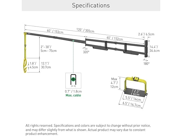 Barkan 63" Protective EV Charging Cable Wall Arm