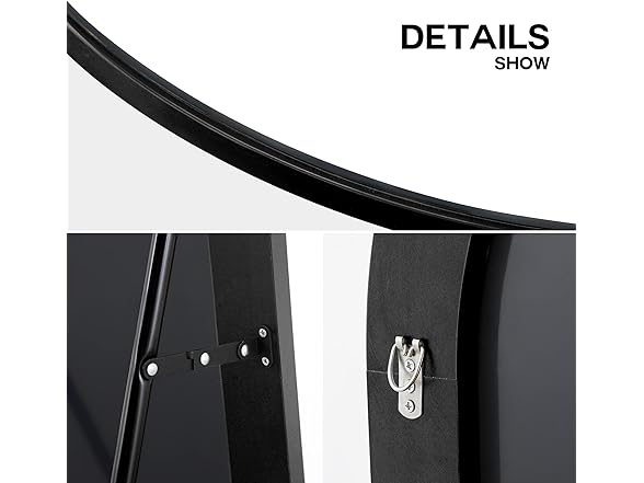 Pexfix Arched Full Length Mirror Black Wood Frame, 65x22"