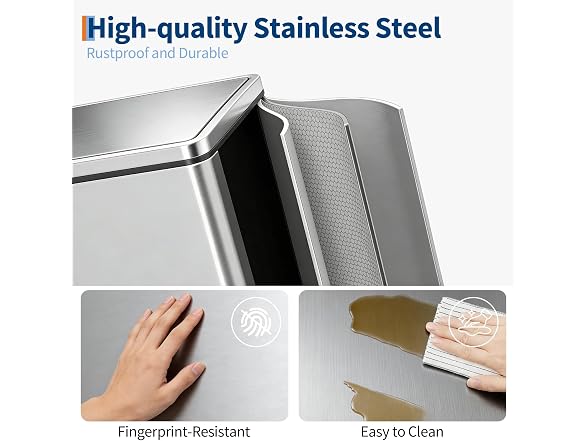 Dual Compartment Stainless Steel Kitchen Trash Can 40L (2 x 20L) Silver