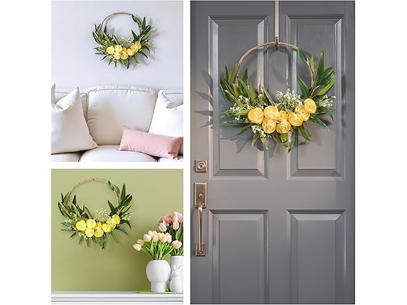 16 Inch Artificial Spring Wreath with Buttercup Bloom