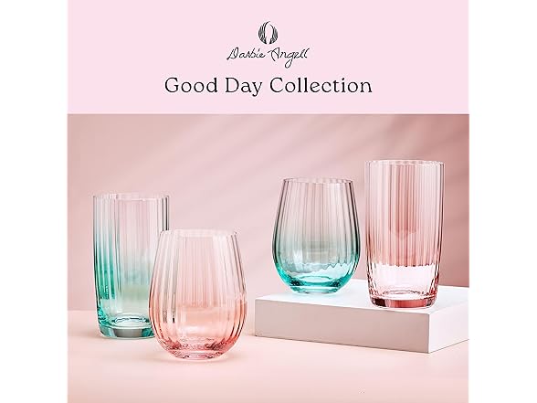 Darbie Angell Good Day Set of 4 Highball Tall Glasses Teal