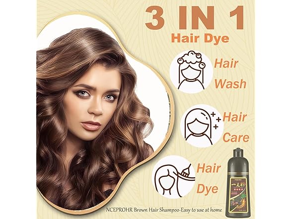 NCEPROHR Instant Brown Hair Dye Shampoo