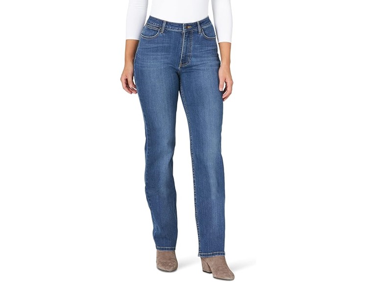 Wrangler womens High Rise True Straight Fit Jeans, Hudson, 14-34 US