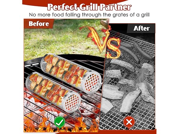 2 Pack BBQ Rolling Grill Baskets