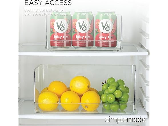 SIMPLEMADE Clear Refrigerator Organizer Bins Pack of 3
