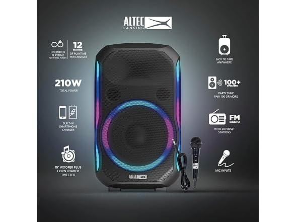 Altec Lansing - Soundrover 210 Bluetooth Speaker with Lights