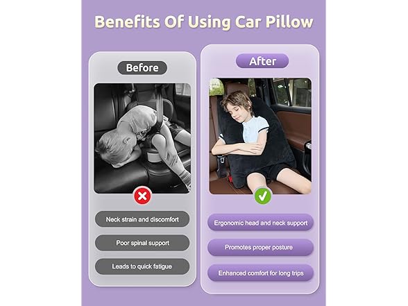 FAIORD Car Pillow for Kid, Your Choice of Color