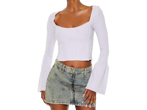 Forever 21 Women's (L) Cropped Bell-Sleeve Sweater
