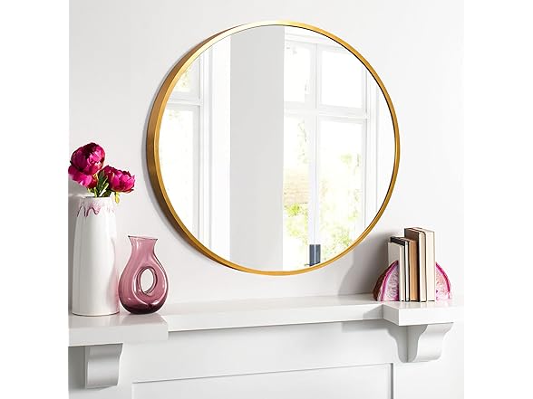 KIAYACI Round Wall Mirror Gold, 28"