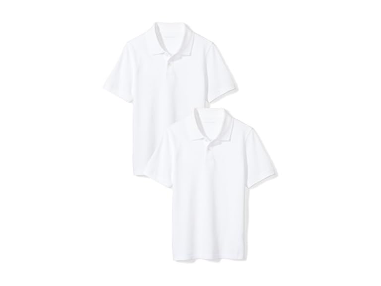 Amazon Essentials Toddler Boys' Short-Sleeve School Uniform Pique Polo Shirts, Pack of 2, White, 4T