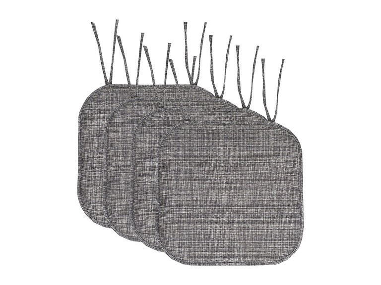 Sweet Home Collection SHC-TIES-CHAIR-PAD-ARIA-MUL/GRY-4PK 4PK Memory foam chair cuhsions Grey