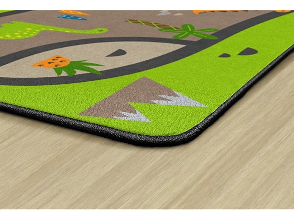 Flagship Carpets Dino Map Classroom Educational Area Rug 6' x 8'4" - Green