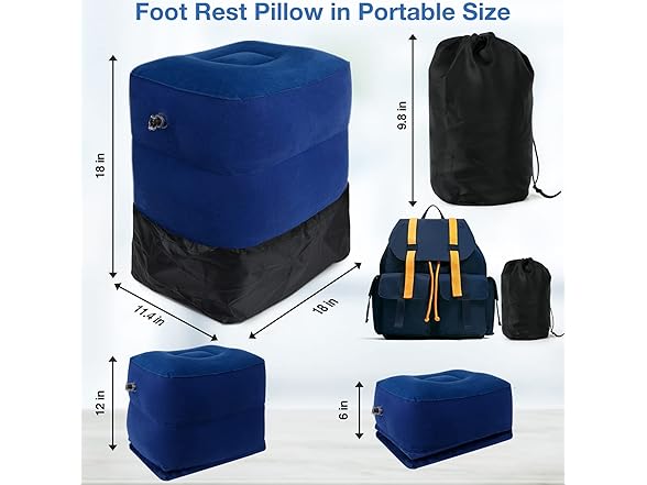 Inflatable Travel Foot Rest Pillow