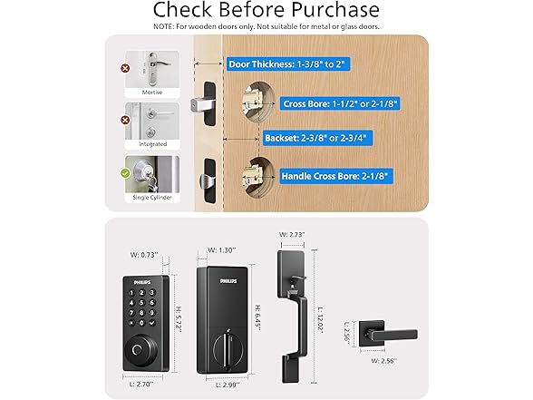 Philips Wi-Fi Smart Door Lock Deadbolt with Handle Set