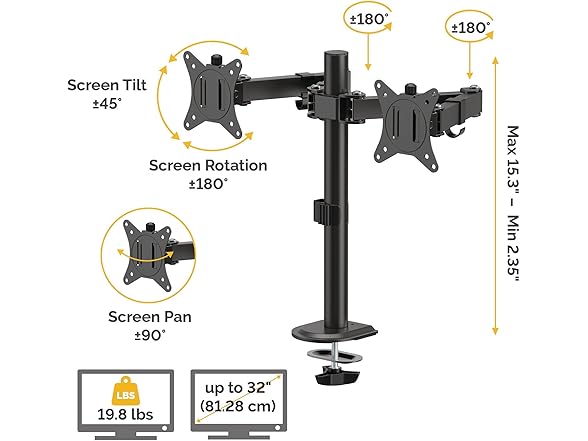 Fellowes Everyday Adjustable Dual Monitor Arm