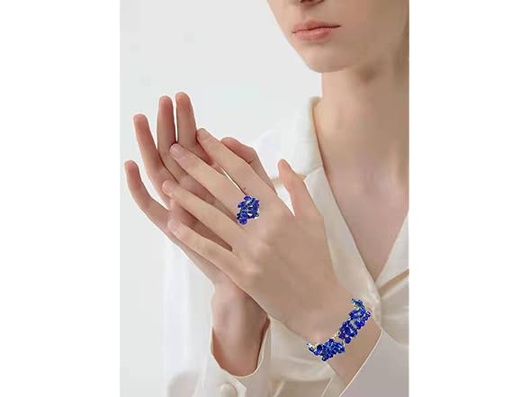 QYJ Women's Jewelry Set Blue-Gold Plated