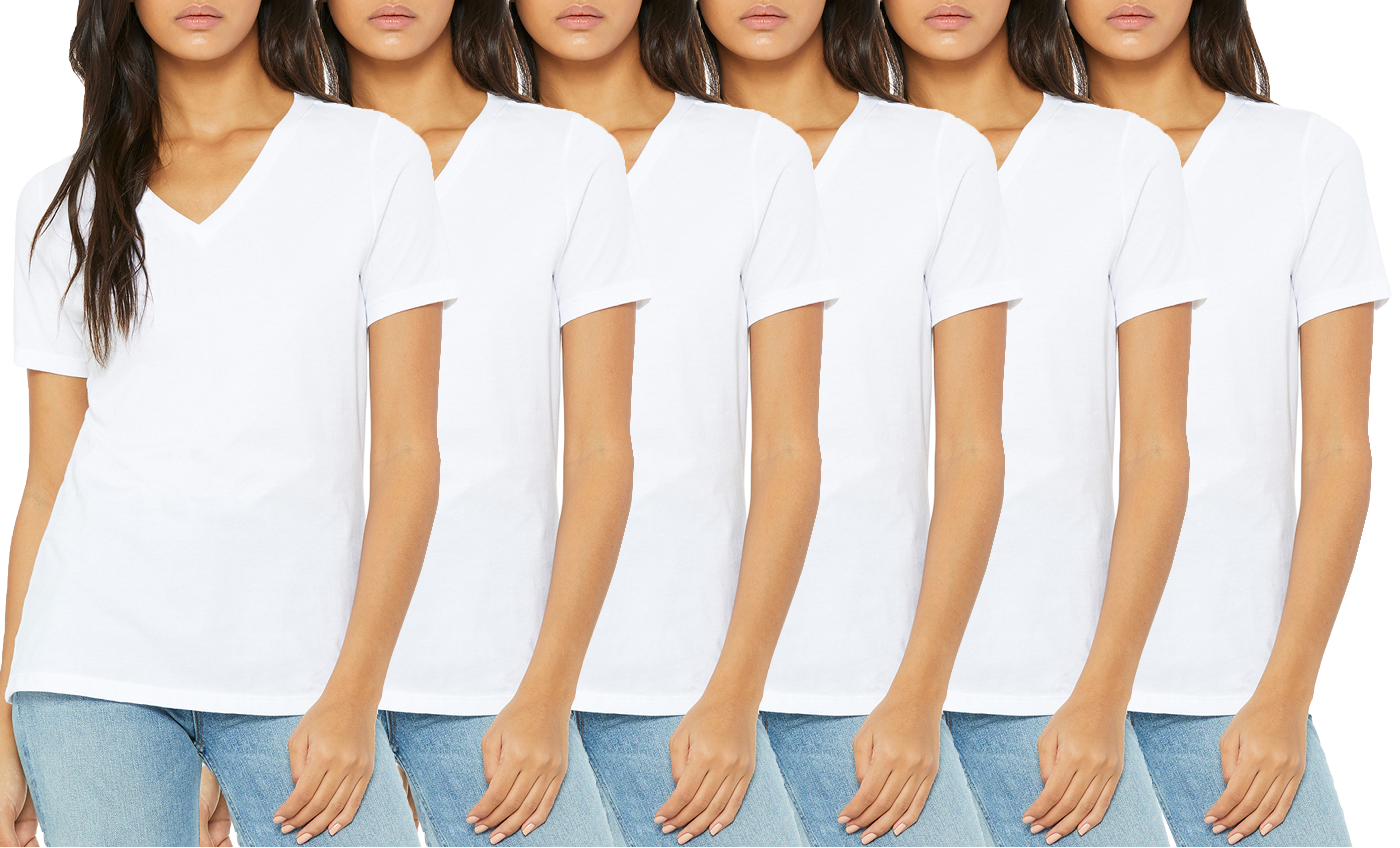 6Pk Womens Loose Fit S/S V-Neck Tee - Gallery 12