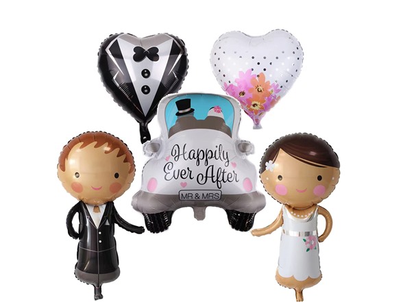 UY 5PCS Giant Bride Groom Foil Balloons