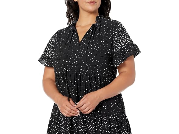 Dkny (22W) Ruffle Neck Sleeve Dress