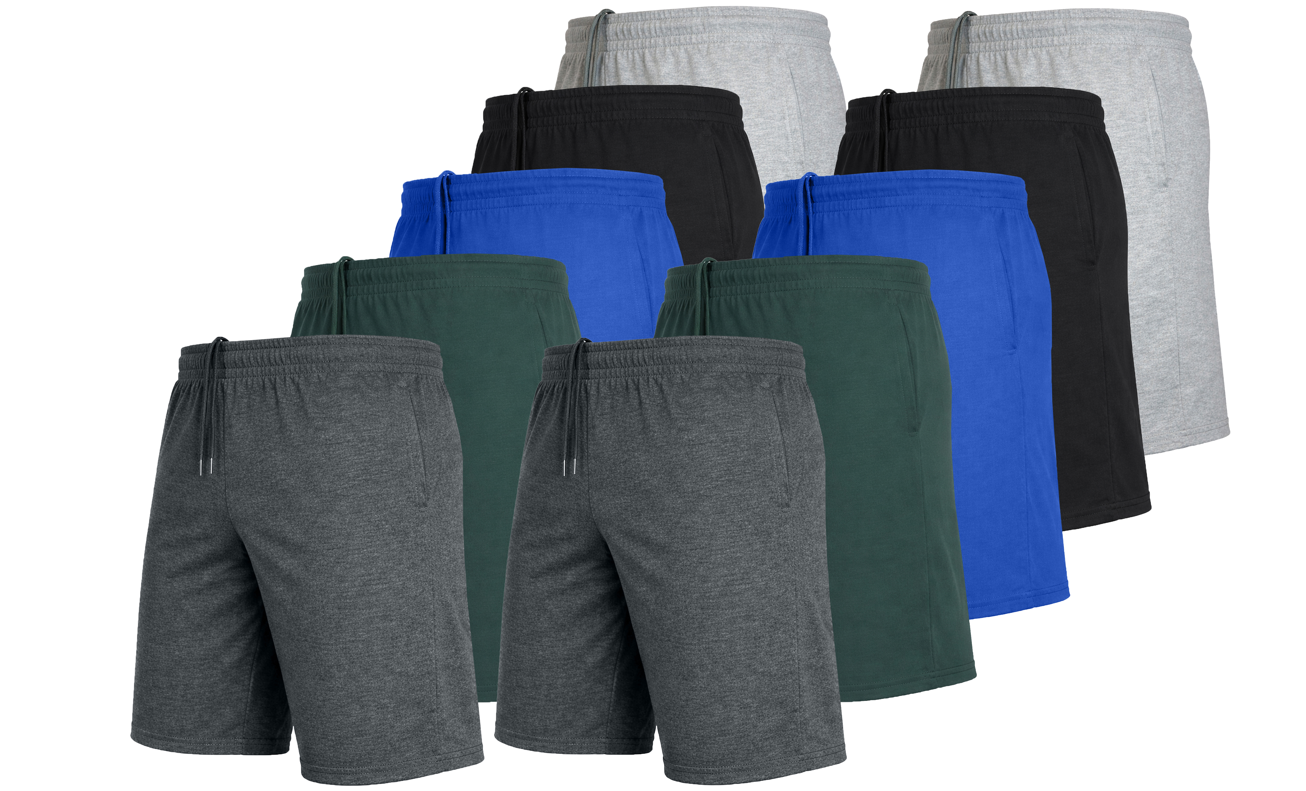 10Pk Mens Cotton Blend Lounge Shorts - Gallery 7