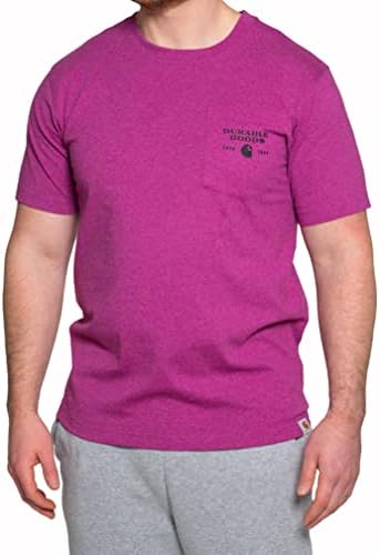 Carhartt Men's Relaxed Fit Heavyweight Short-Sleeve Pocket Logo Graphic T-Shirt, Magenta Agate Heather, Medium