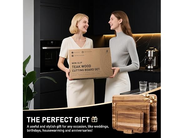 Socisen 3-Pack Teak Wood Cutting Boards