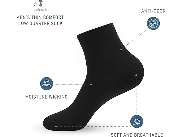 SERISIMPLE Men's Quarter High Socks
