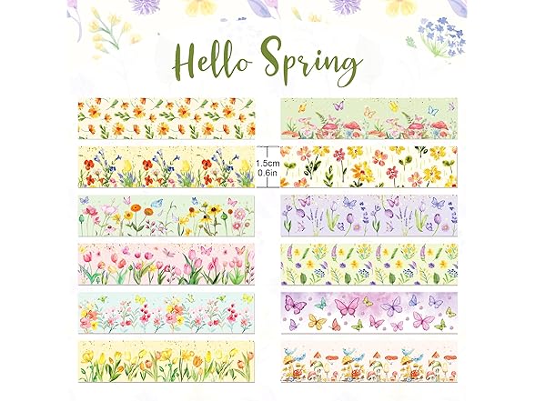MOZUI Flowers Washi Tapes Set 12pc