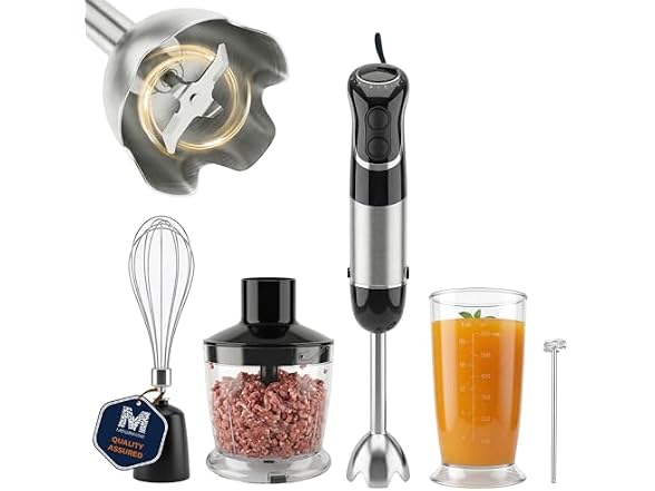 MEGAWISE Hand Blender, 5-in-1 Immersion Blender, 400W