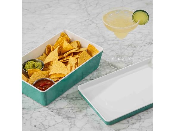 TableCraft Marvista Collection Rectangular Stackable Bowl and Lid