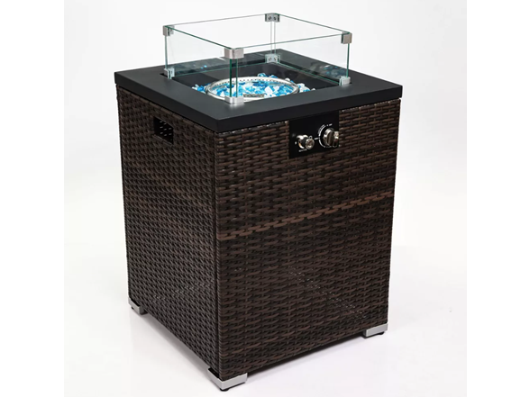 22" Sq 40k BTU Wicker Base Fire Table – Black