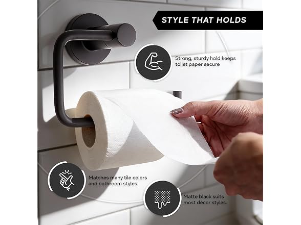 HIGHCRAFT Matte Black Toilet Paper Holder