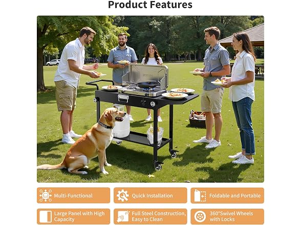 Sandpoy Portable Grill Cart, Black - Gallery 3