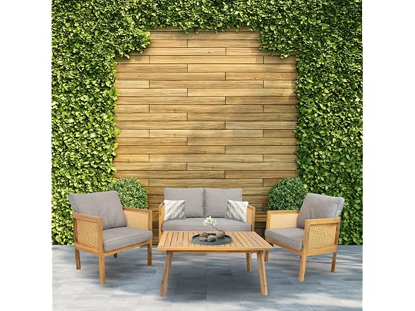 Sunnydaze Sanibel 4-Piece Acacia Patio Furniture Set - Gray