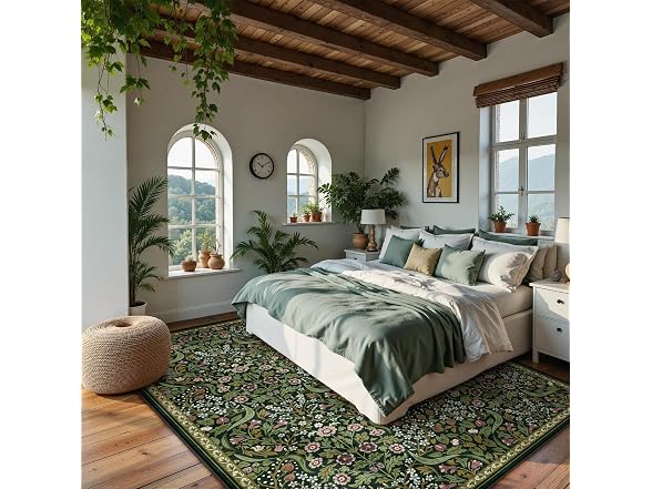 Moynesa Floral Washable 8x10 Rug