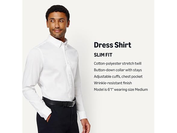 Amazon Essentials Men Slim Stretch Wrinkle Shirt
