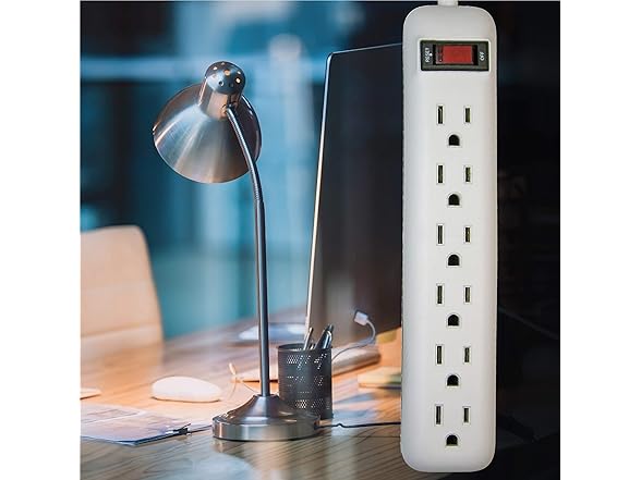 Clear Power 6 Outlet Power Strip, 8 ft