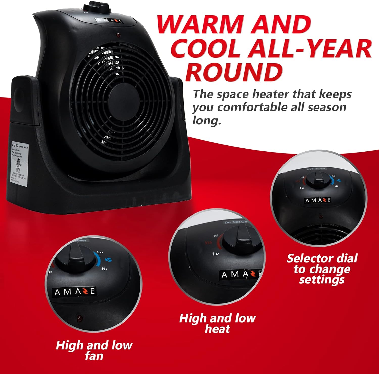 Amaze-Heater 750/1500W All Season Heater Fan - Gallery 11