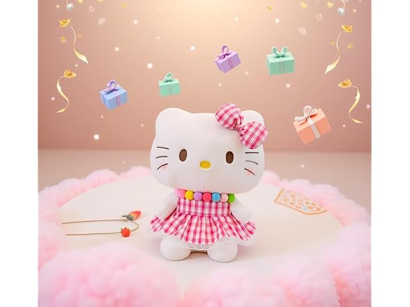 12" Kitty Plush Toy with Pink Dress