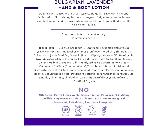 Desert Essence Bulgarian Lavender Lotion 8oz