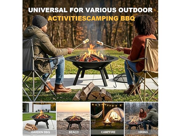 IBGUC Wood Burning Fire Pit Steel Bowl