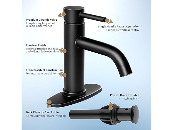 SOKA Bathroom Sink Faucet Single Handle Stain