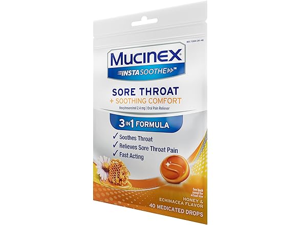 Mucinex InstaSoothe Throat Drops 40ct