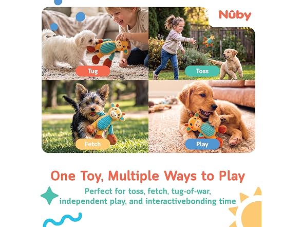Nuby Pull & Tug Dog Toy – Interactive Plush Dog Toy