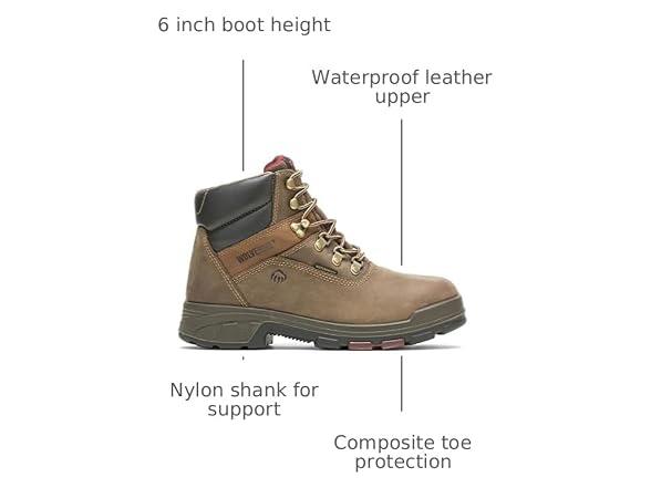 Wolverine Composite Toe Work Boots Size 8M