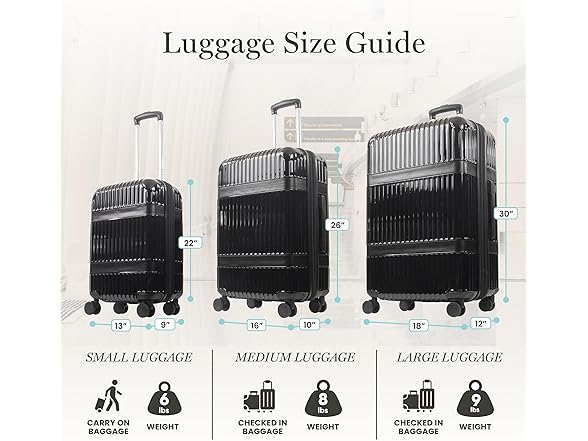 Martha Stewart The Bedford 3 Piece Rolling Luggage Set